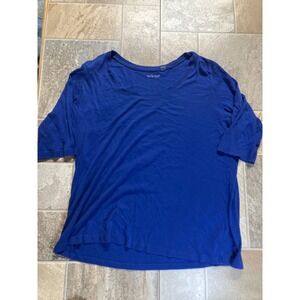 Sejour Royal Blue 3/4 Sleeve Round Neck Tunic Top Plus Size 2X